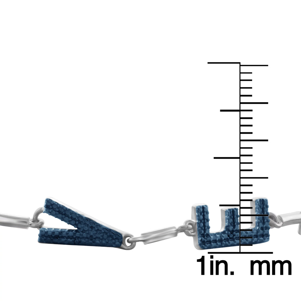 '- White Accent Letters 'Love' Round-cut Blue Sterling Diamond Silver of Bracelet