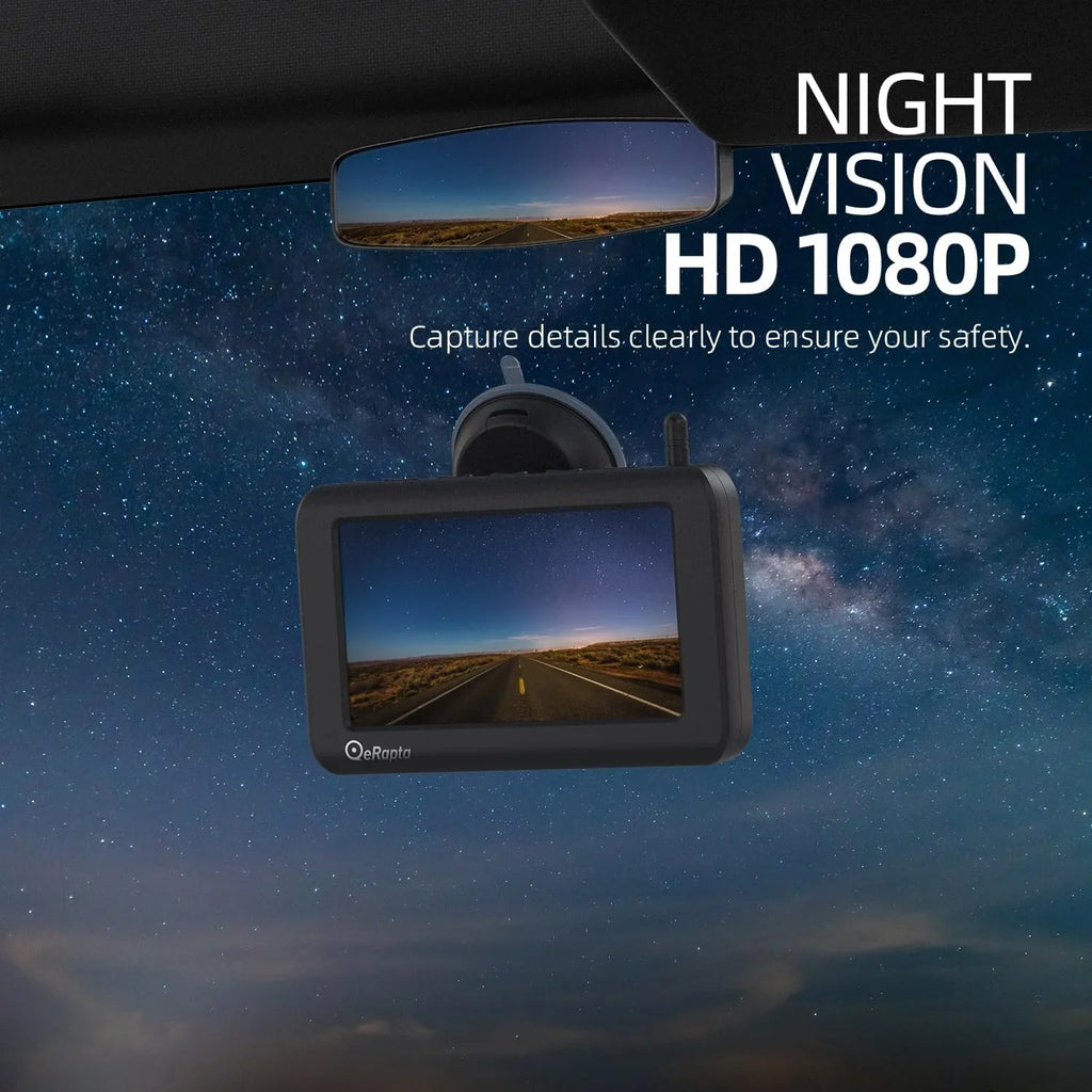 Installation No Min Backup DIY Camera 5'' 1 1080P Magnetic Waterproof X5 Wireless Drilling eRapta Solar Monitor HD