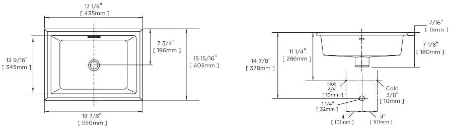 17 x Miseno in. Sink Rear Rectangular Overflow, with Undermount White 13 Bathroom